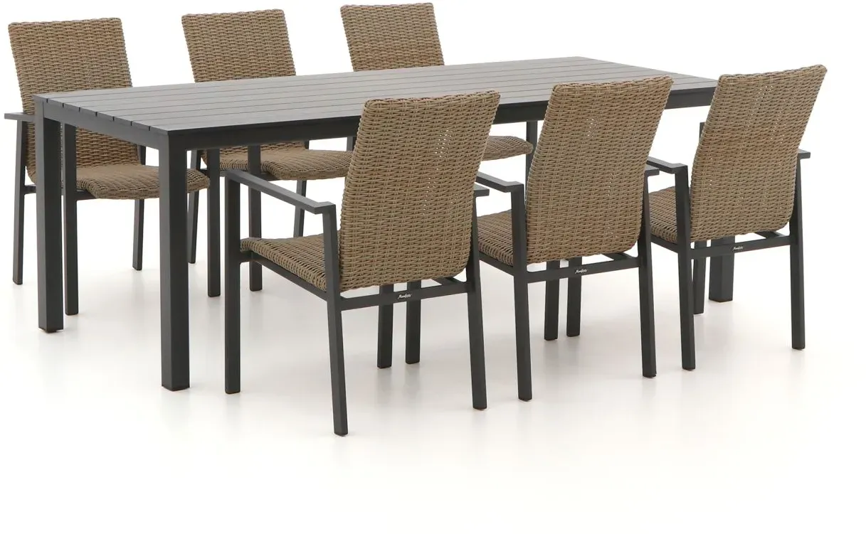 + 10 % Kassenrabatt | Manifesto Villongo/ROUGH-S 220 cm Gartenmöbel-Set 7-teilig stapelbar
