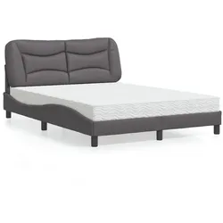 Bett mit Matratze – Grau, 140x190 cm – Stilvoll & Bequem