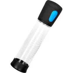 Elektrische Penispumpe, 29 cm, transparent | schwarz | blau