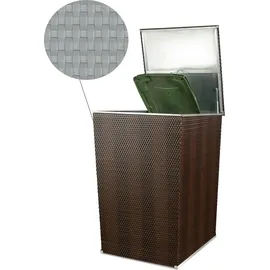 Dynamic24 Polyrattan Mülltonnenbox Aufbewahrung Mülltonne Mülltonnenverkleidung Müllbox, Farbe:Grau