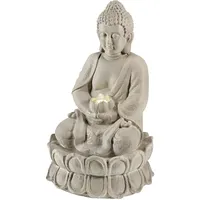 MARELIDA LED Solar Brunnen Buddha Zierbrunnen Springbrunnen H: 55cm grau