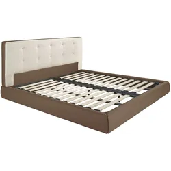 AC ANGEL CERDA Angel Cerdá Bett mit braunem Stoff und braunem Ökoleder gepolstert 7174C