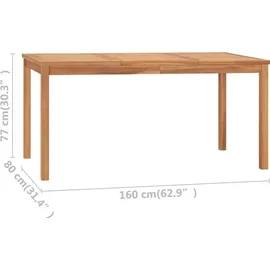 vidaXL Garten-Esstisch Beistelltisch 160 x 80 x 77 cm Braun