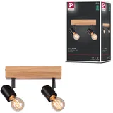 Paulmann Arvid 2-flammig eckig schwarz/Holz