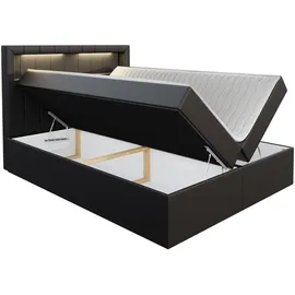 Mirjan24 Boxspringbett Aspen, Ehebett mit zwei Bettkästen für die Bettwäsche, Doppelbett (Farbe: Soft 011, Größe: 180 x 200 cm) - Schwarz