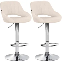 CLP 2er Set Barhocker Milet Stoff creme/Metall in Chromoptik