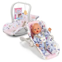 BABY BORN Puppenautositz Babyschale Blumen rosa