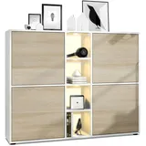 Vladon Highboard, Eiche San Remo, Holzwerkstoff, 130.5x105.5x35.5 cm, Wohnzimmer, Kommoden & Sideboards, Highboards