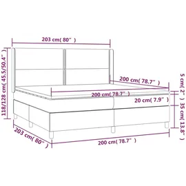 vidaXL Boxspringbett mit Matratze & LED Weiß 200x200 cm Kunstleder