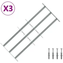 vidaXL Sicherheitsgitter für Fenster mit 3 Querstangen 3 pcs Silber