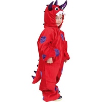 Karneval-Klamotten Kostüm Drachen Kinder rot lila Kinderkostüm mit Kapuze, Drachen-Overall mit Kapuze Jungen Mädchen Kostüm Dinosaurier Jumpsuit lila|rot