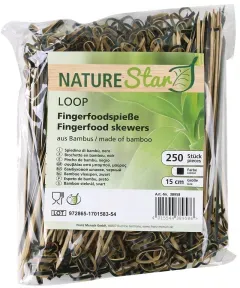 NATURESTAR Loop Fingerfood Spieße, Deko-Spicker mit Konten-Ende für leichtes Greifen, 1 Beutel = 250 Stück, 15 cm, schwarz