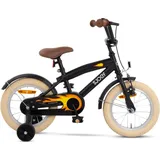 SJOEF Cruise Kinderfahrrad 14 Zoll | Kinder Fahrrad für Jungen / Jugend | Ab 2-8 Jahren | 12 - 20 Zoll | inklusive Stützräder (Matt Schwarz) - Schwarz