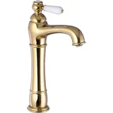 PaulGurkes Nostalgie Armatur Gold Lang Aufsatzwaschbecken
