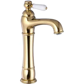 PaulGurkes Nostalgie Armatur Gold Lang Aufsatzwaschbecken