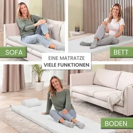 eloneo Schlaf Reise-Set Visko-Matratzenauflage, Visko-Kopfkissen, hochwertige Transporttasche, 100% Visco, weiß, Visco-Topper: B 90 x 200 cm)