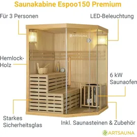 Artsauna Espoo150 Premium inkl. 6 kW Ofen + int. Steuerung