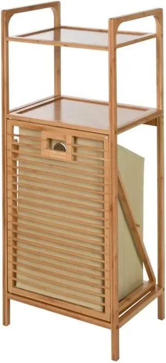 Badezimmerregal 40 x 30 x H 95 cm mit verstecktem Wäschekorb, platzsparende Badezimmerregale