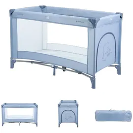 KIKKABOO Reisebett so gifted eine Ebene, weiche Matratzenauflage, Seiteneingang blau p