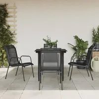 VidaXL 5-tlg. Garten-Essgruppe Schwarz Stahl und Textilene