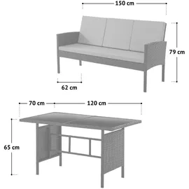 Svita Denver Polyrattan Gartenmöbel Set Essgruppe Lounge Esstisch Braun