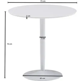 Wohnling Esstisch Weiß Hochglanz, Runder Esszimmertisch 2 Personen, Moderner Frühstückstisch Küche, Tisch - Weiß