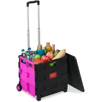 Relaxdays Einkaufstrolley klappbar, bis 35 kg, 50 l Kiste,