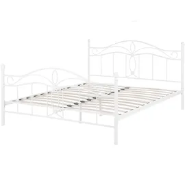 Beliani Metallbett, Weiß Metall 140x200 cm Schlafzimmer, Betten, Metallbetten