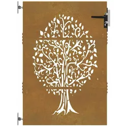 vidaXL Gartentor 85x125 cm Cortenstahl Baum-Design