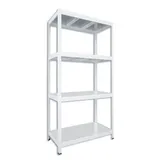 Schwerlastregal mit Metallböden Biedrax 60 x 90 x 180 cm weiss - 4 Böden verzinkt