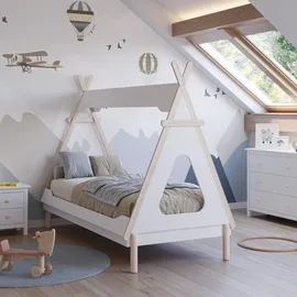 CaliCosy Kinderbett LOU 90 x 190 cm Holz lackiert weiß