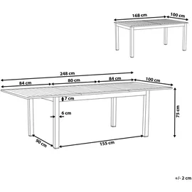 Beliani Gartentisch dunkelgrau Aluminium 168/248x100 cm