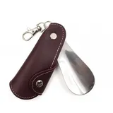 Schuhlöffel aus Leder – Metall-Schuhlöffel mit PU-Lederetui, Reise-Schuhlöffel | Edelstahl-Schuhlöffel | Tragen Sie Schuhe, Helferstiefel, High Heels für Männer, Frauen und ältere Kinder, weinrot - Refer to description
