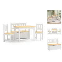 vidaXL 4-tlg. Kinder-Sitzgruppe Weiß und Beige MDF