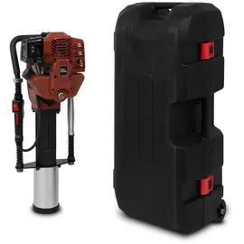 Eberth Pfahlramme Zaunpfahl-Ramme Handramme Benzin 1,2PS 1500W, 3x Rammloch Adapter, Max. Pfahldurchmesser 100mm, 2-Takt Motor, Einzylinder, 52ccm,