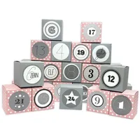 Frau WUNDERVoll® DIY Adventskalender Vorfreude zum Befüllen,Faltschachteln 12x rosa