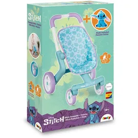 Smoby Stitch Puppenwagen inkl. 25 cm Stitch Plüschfigur – Ergonomischer Schiebegriff, frei drehende Vorderräder – Lauflernwagen für Kinder ab 18 Monaten
