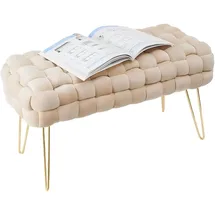 Zedelmaier Sitzhocker Ottoman Samt 70 x 38 x 41,5 cm Beige