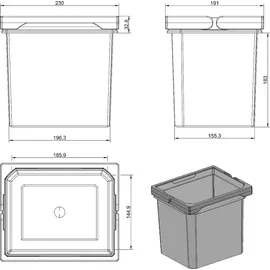 Naber Ersatzeimer, hellgrau 6 Liter