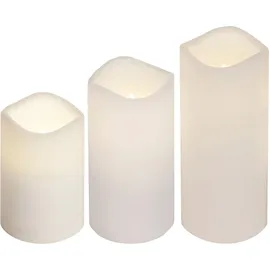 MARELIDA LED Kerzenset Paul - flackernde LED - Batteriebetrieb - Timer Fernbedienung für Außen 3er Set