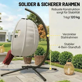 Outsunny Hängesessel oval Hellgrau 1-Sitzer mit Gestell