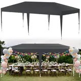 Suusolny Pavillon Höhenverstellbar 3x6m Pop-Up Faltpavillon Wasserdicht Partyzelt Gartenzelt mit Tragetasche Stabil Festzelt Gartenpavillon Für den Außeneinsatz Geeignet - ohne Seitenwände - Anthrazit