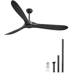 VEVOR 180cm Deckenventilator Holzflügel ohne Beleuchtung Fernbedienung Schwarz