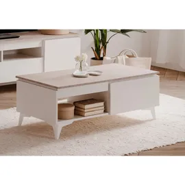 furn.design Couchtisch, Weiß, Sand, Holzwerkstoff, 1 Schubladen, Rechteckig,Rechteckig, 100x40x55 cm, Wohnzimmer, Wohnzimmertische, Couchtische