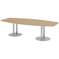 Bümö Konferenztisch, Eiche, Silber, Nachbildung,Eiche, Oval, 280x74x130 cm, FSC