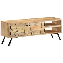 vidaXL TV-Schrank 110x30x40 cm Beige Massivholz