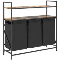 VidaXL Wäschekorb 3 Fächer mit Ablagen Räuchereiche