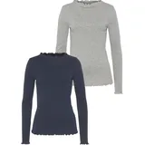 FLASHLIGHTS Langarmshirt in marine, grau melange, | Gr. 42,