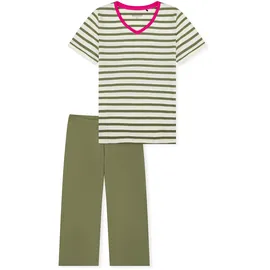 SCHIESSER Pyjama Grün/Weiß 44