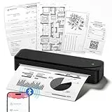 LabelCenter Mobiler Drucker, 300DPI Thermodrucker A4, M833 Bluetooth Thermodrucker, Tragbarer Drucker A4 für Unterwegs, für A4/216mm/210mm/110mm/53mm Thermopapier